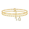 Gold plated initial letter anklet featuring a chain and a sparkling letter G charm.