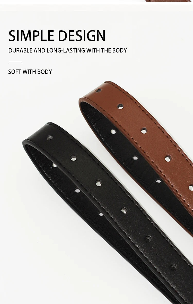 A close-up of a brown leather belt with silver studs and a black leather belt.