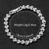 Silver rhinestone heart bracelet with a clasp and a measurement of 18cm/7.09inch