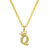 Gold initial name crown pendant necklace with a delicate chain