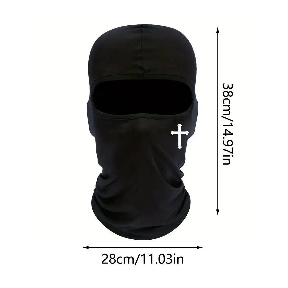 Máscara/balaclava deportiva negra facial completa de invierno con dimensiones