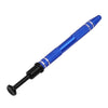 A blue precision four-claw jewelry pick-up tool with textured grip and silver accents.