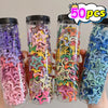 A collection of colorful Y2K sweet star barrette hair clips displayed in clear plastic containers.