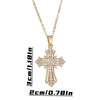 Gold vintage cross pendant necklace with a detailed design and chain.