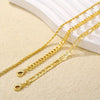 Gold flat snake chain anklets set displayed on a light background.