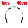 Black adjustable anti-slip eyeglass retainer strap, 40cm long.