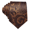A set of four men's silk jacquard ties in a dark brown paisley pattern.