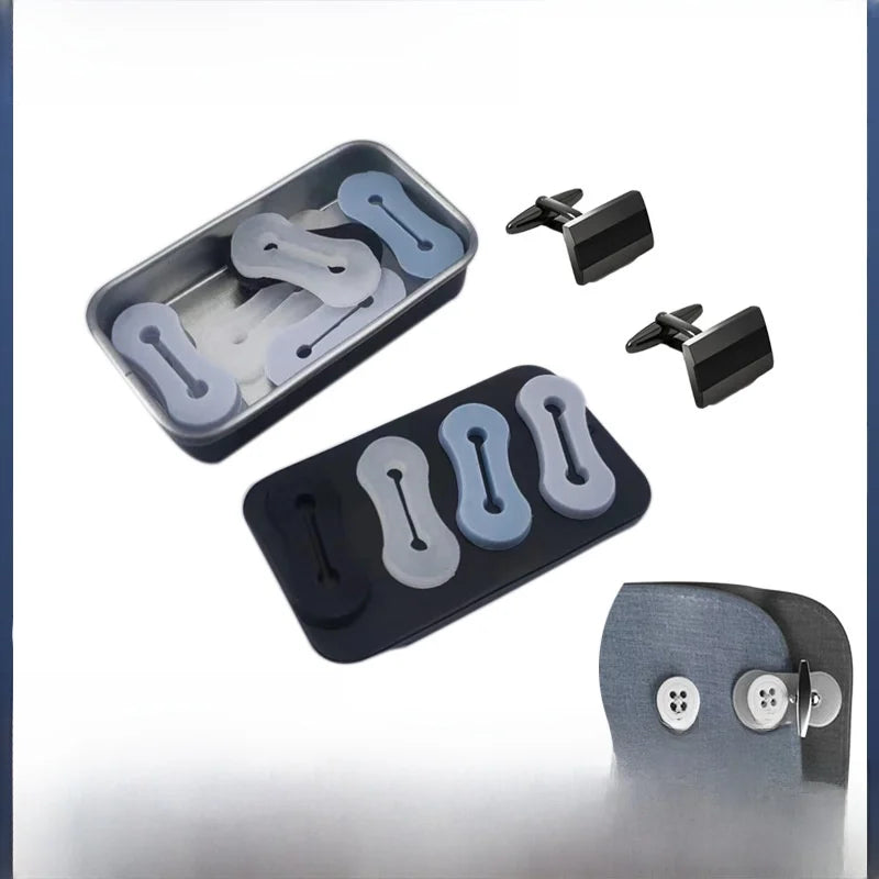 Un juego de hebillas ajustables para extender mangas y una bandeja de almacenamiento para asegurar ropa.