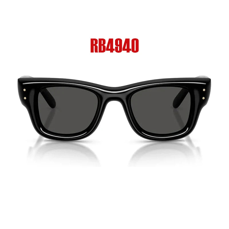 Black square sunglasses with dark lenses and black frames.