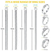 Invisible ring sizer tools set showing various flat and round ring sizes with corresponding measurements