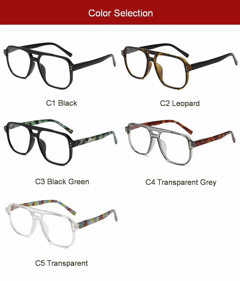 Selección de cinco pares de gafas de lectura estilo piloto vintage en varios colores, incluyendo negro, leopardo, verde negro