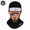 Black full face balaclava helmet liner featuring a realistic monkey face design with visible teeth and facial hair.