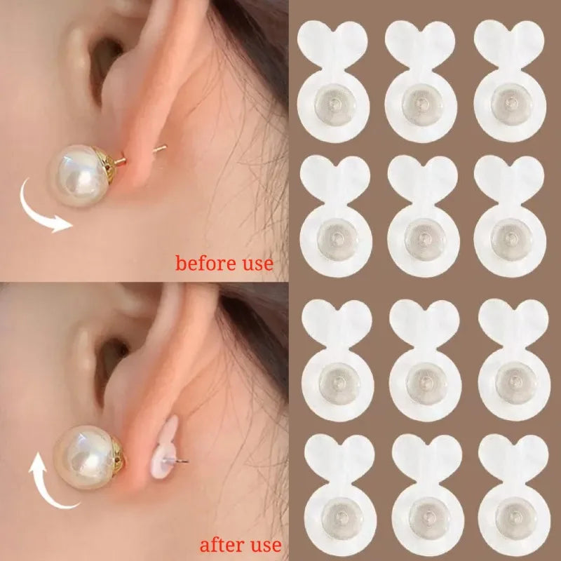Before and after comparison of supportive earring lifters for studs jewelry making
