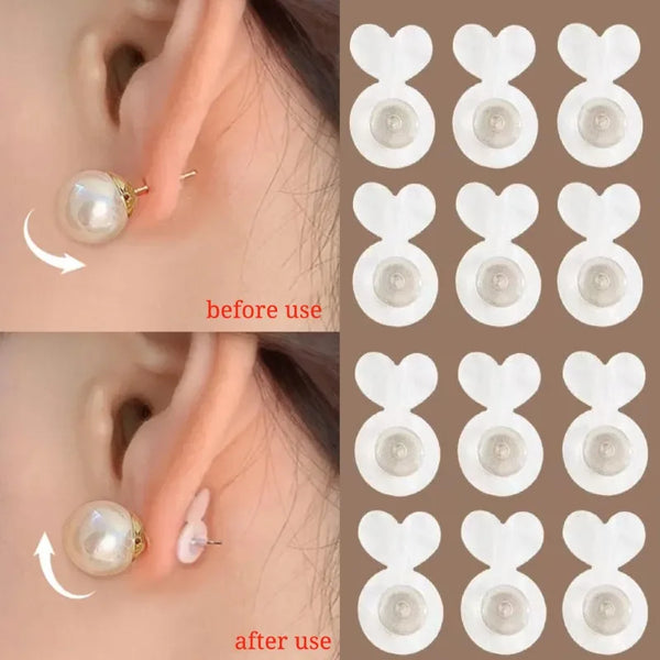 Before and after comparison of supportive earring lifters for studs jewelry making