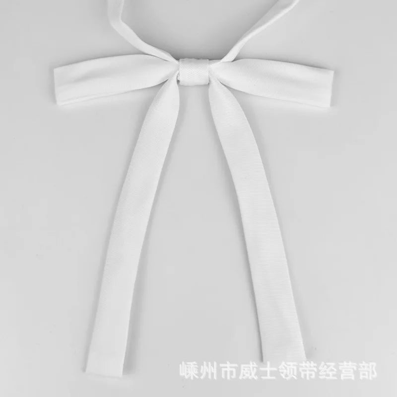 White classic butterfly ribbon tie set for students