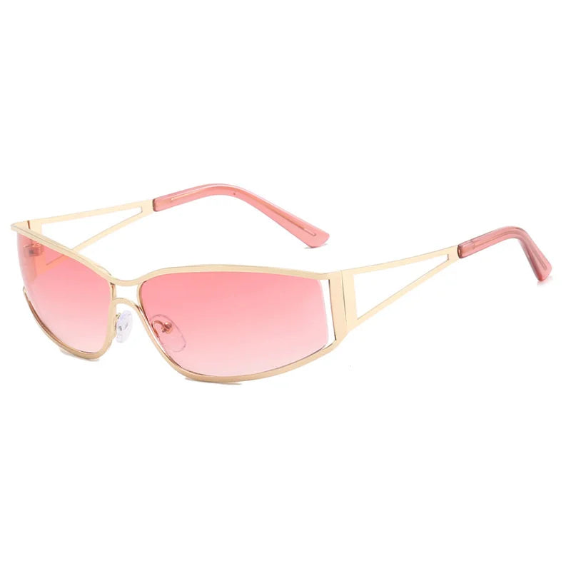 Pink gradient mirror sunglasses with gold-toned metal frames