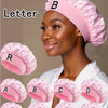 Personalized Letter Print Satin Hair Cap
