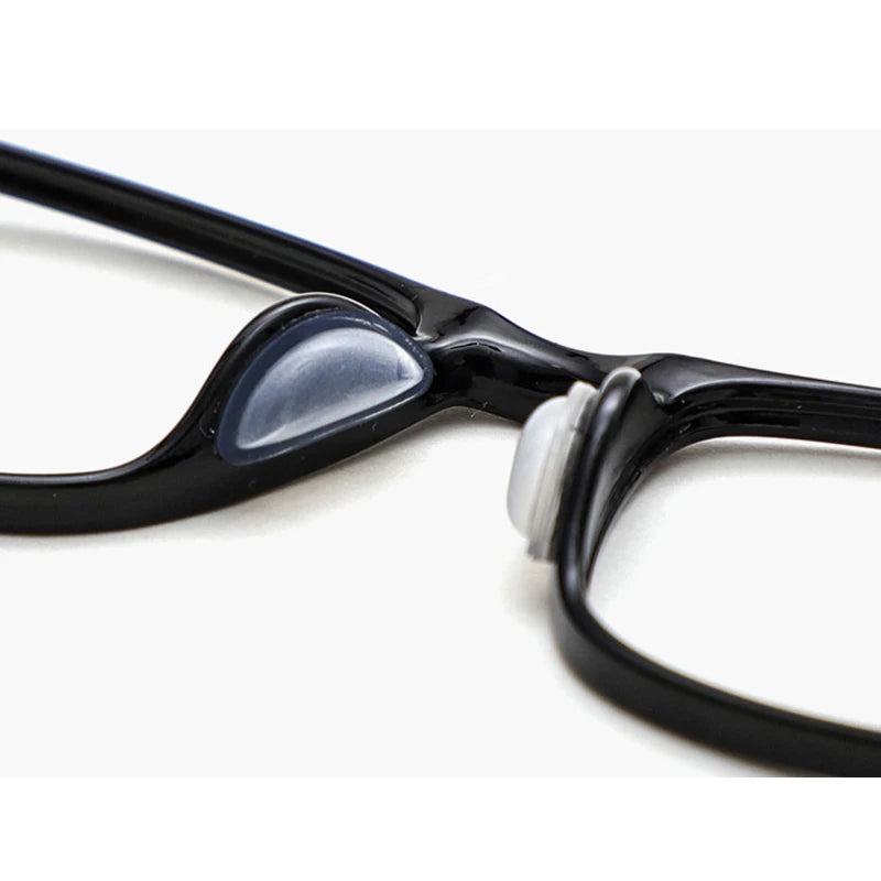 Black eyeglasses frame with clear silicone nose pads