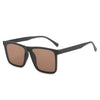 Brown tinted square frame sunglasses with black arms
