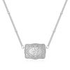 Silver pendant necklace featuring an engraved initial letter N on a delicate chain.