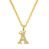 Gold chain necklace with an initial letter A and a crown pendant
