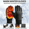 A pair of black waterproof telefingers gloves shown next to features like an anti-loss buckle and anti-slip design.