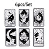 A set of six tarot-style cards featuring various animal figures and celestial symbols like The Sun, The Moon, and the Wheel o