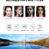 A set of anti-blue light eyeglasses frames shown with before and after images demonstrating their effect on water reflection.