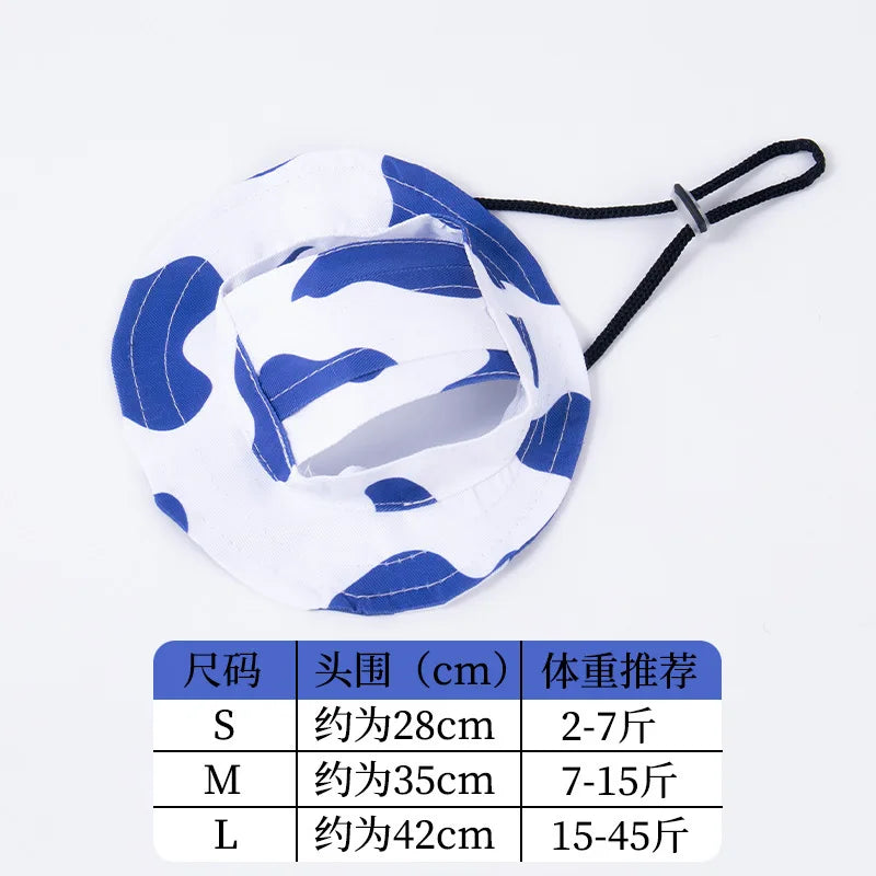 Casquette ajustable pour animaux de compagnie à motifs blanc et bleu pour chiens et chats, tailles S, M et L