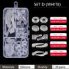 Set D white silicone ear grip hooks for glasses and sunglasses including various sizes