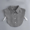 Black and white checkered blouse with a false collar and detachable neckline