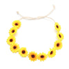 A yellow daisy flower headband made of twine for women's hair accessory.