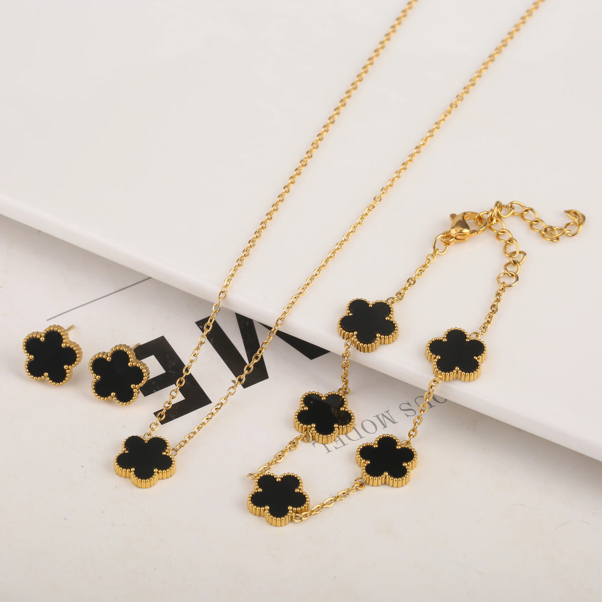 Gold Plated Stainless Steel Plant Flower Bracelet