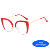 Red and gold vintage metal cat eye eyeglasses with anti-blue light protection
