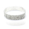 A stack of multi-layer crystal tennis anklets for women, sparkling silver color.