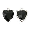 A pair of black heart-shaped crystal pendants made of PVD stainless steel.