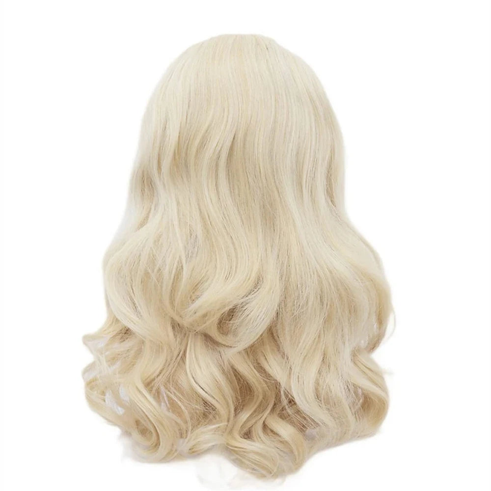 Long wavy blonde wig with a big bouffant beehive style