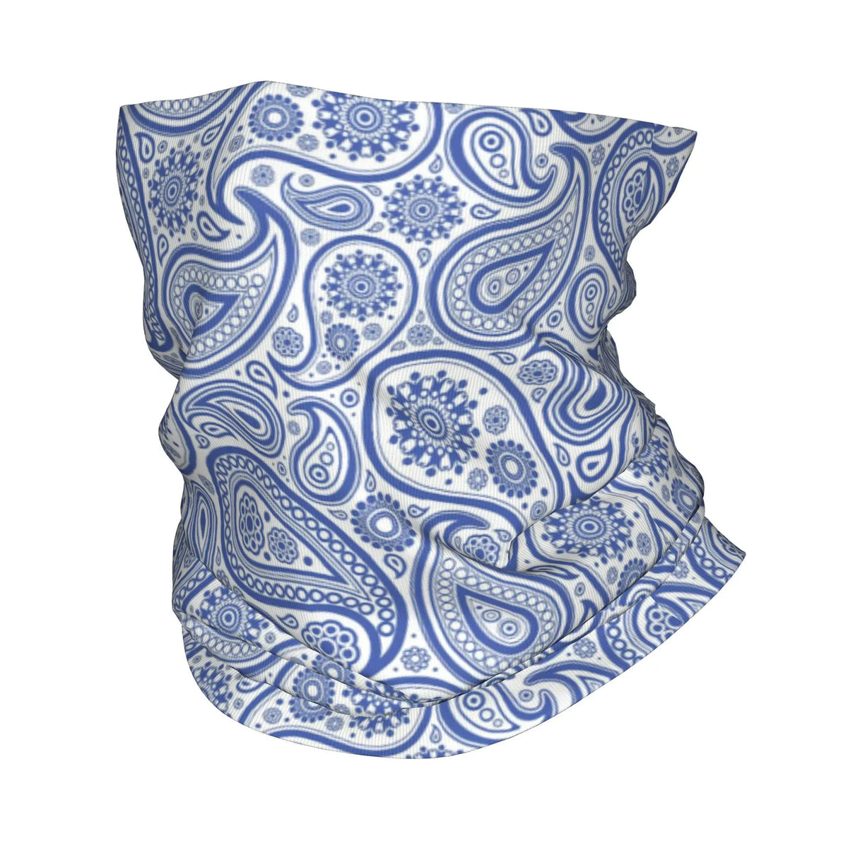 Bandana de cuello azul y blanco con patrones intrincados estilo Chicano