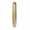 A straight, blonde hair extension is shown vertically.