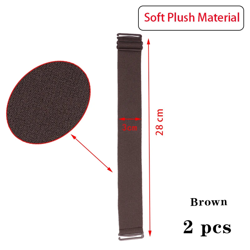 Goma elástica suave marrón para cabello de pelucas, se vende en par.