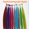 Exhibición de varias extensiones de cabello sintético de pluma de 16 pulgadas en arreglo vertical