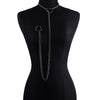 A black slip chain necklace with a heart pendant displayed on a black mannequin.