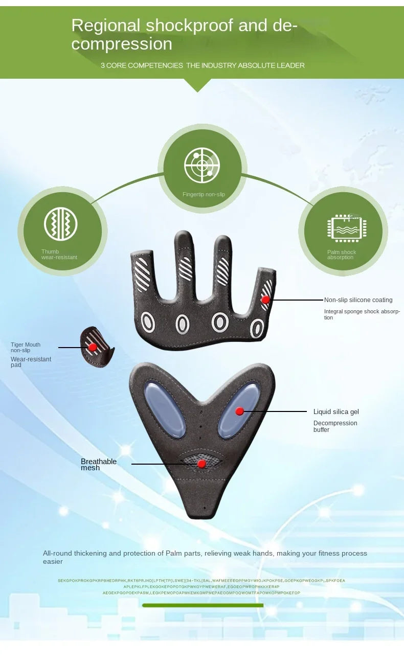A black silicone glove designed for regional shockproof and decompression, featuring thumb, finger, and palm shock absorption