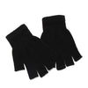 Black knit half finger gloves for winter warmth