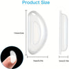 Puntas de silicona blancas antideslizantes para gafas, mostradas con medidas de tamaño.