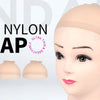 A display of two black nude stretch nylon wig caps for cosplay.