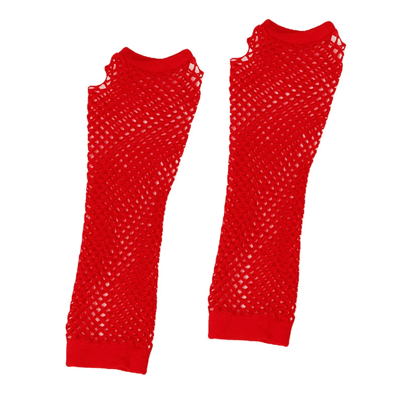 Manguitos de red roja para fiestas y disfraces