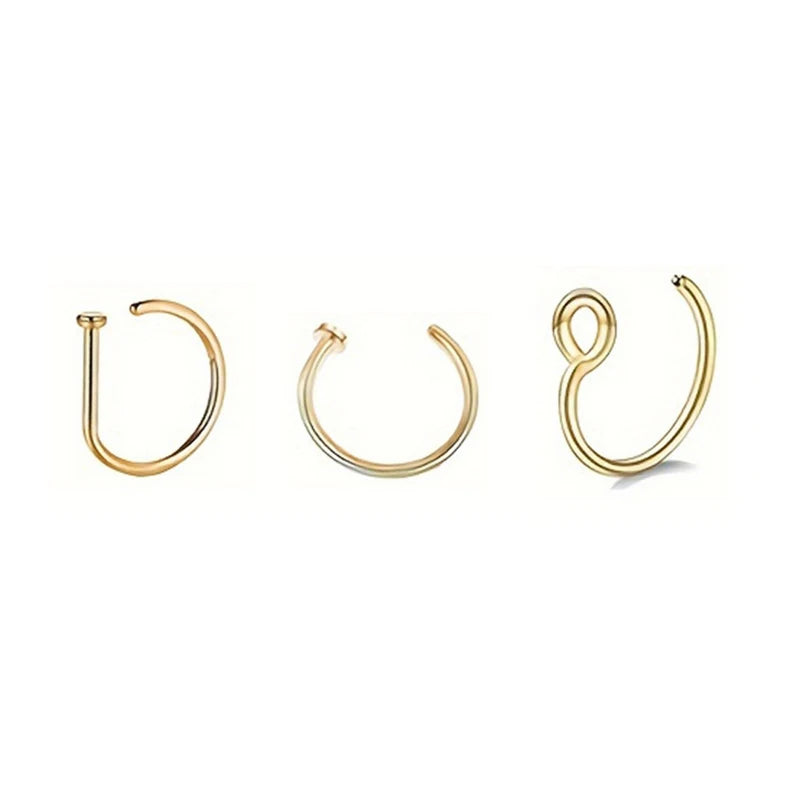Three gold-toned magnetic stainless steel septum rings displayed against a white background.