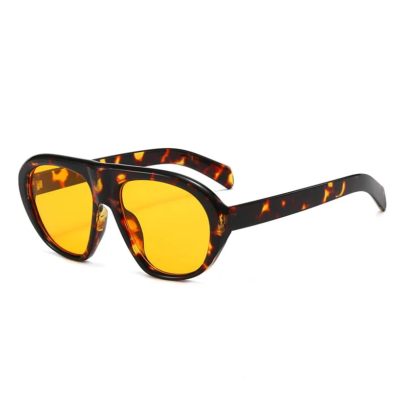 Vintage gradient leopard print sunglasses with amber lenses and dark frames