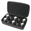 Black leather watch travel case organizer with multiple watch slots inside